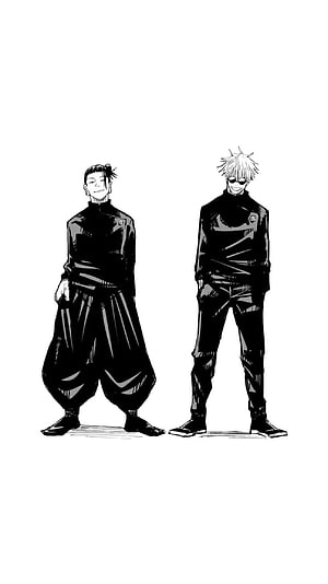 Jujutsu Kaisen Satoru Gojo and Suguru Geto Black and White Manga Illustration HD phone wallpaper