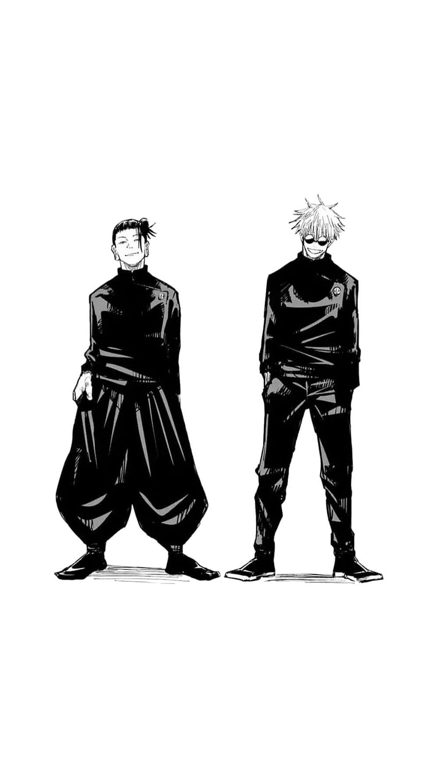 Jujutsu Kaisen Satoru Gojo and Suguru Geto Black and White Manga Illustration HD phone wallpaper