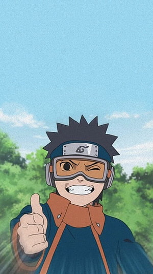 Young Uchiha Obito Wearing Goggles and Headband in Naruto Anime HD phone wallpaper