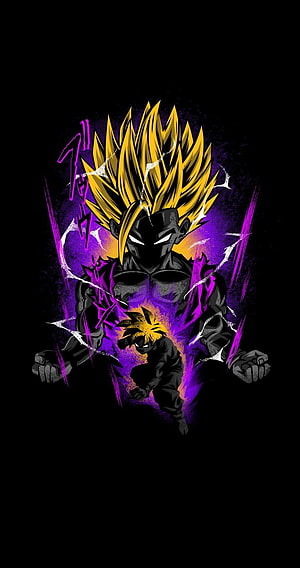 Gohan Black Super Saiyan 2 Anime Character Artwork with Purple Energy Aura HD phone wallpaper