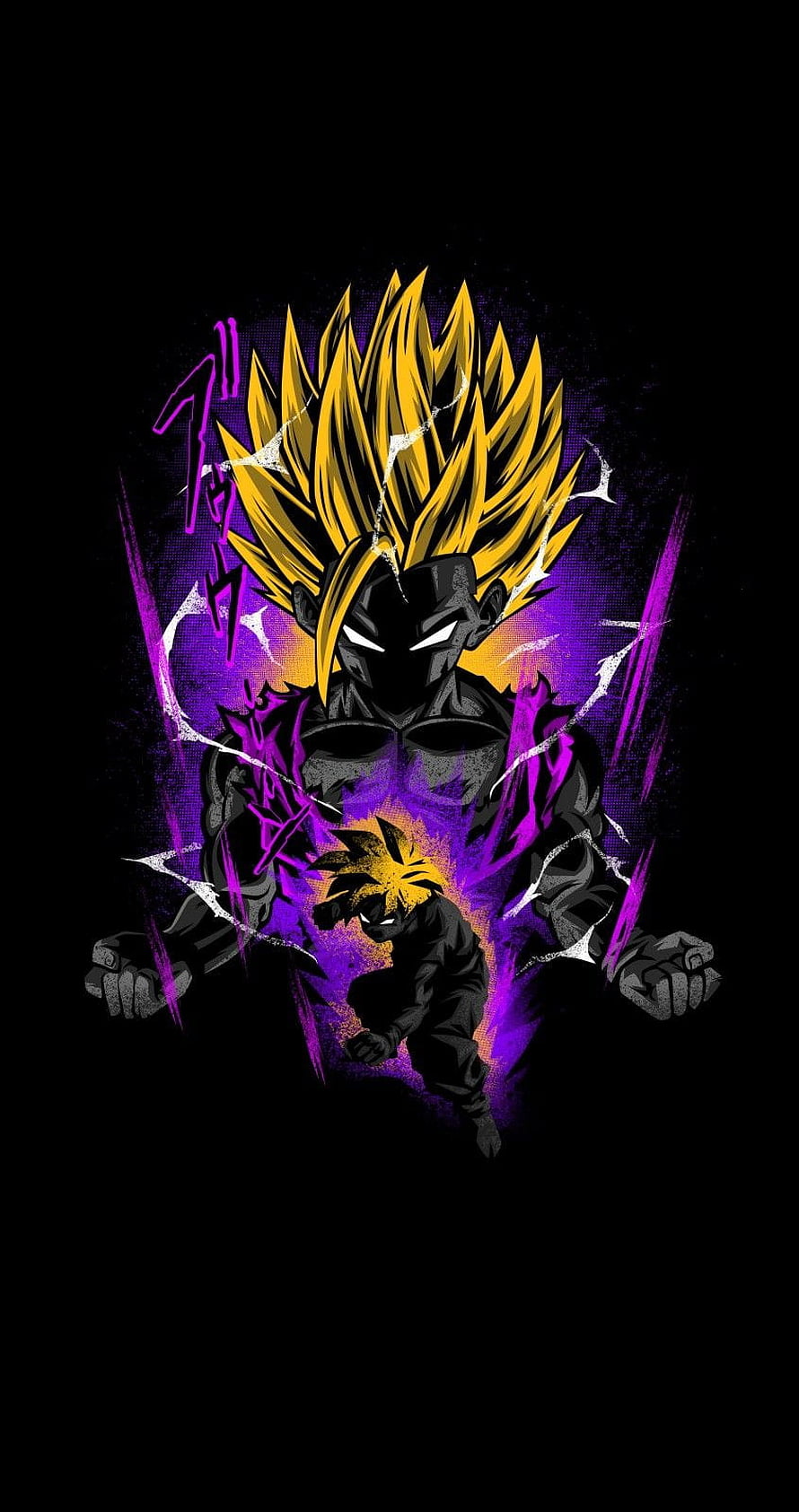 Gohan Black Super Saiyan 2 Anime Character Artwork with Purple Energy Aura HD phone wallpaper
