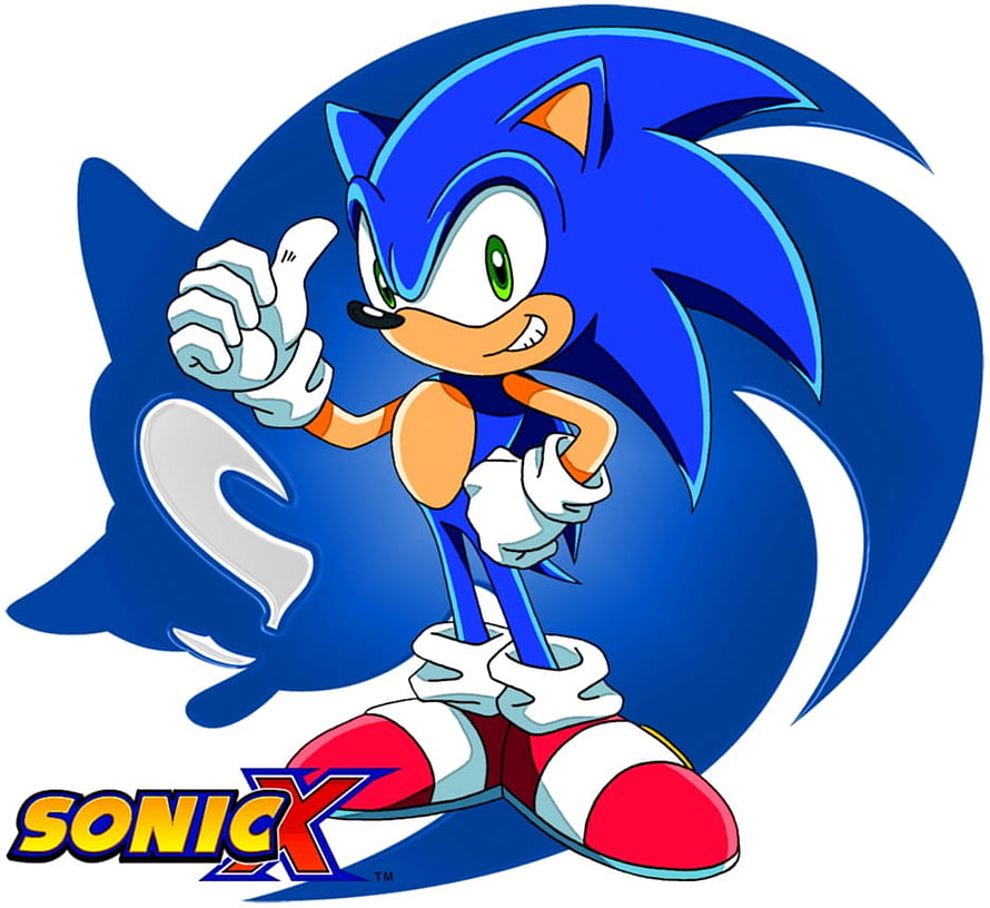 Sonic X Character Artwork with Blue Circular Background and Logo HD wallpaper