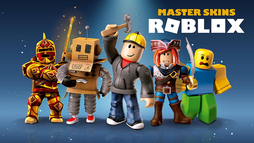 Roblox Master Skins Character Lineup Featuring Warrior, Robot, Builder, and Pirate Avatars HD wallpaper