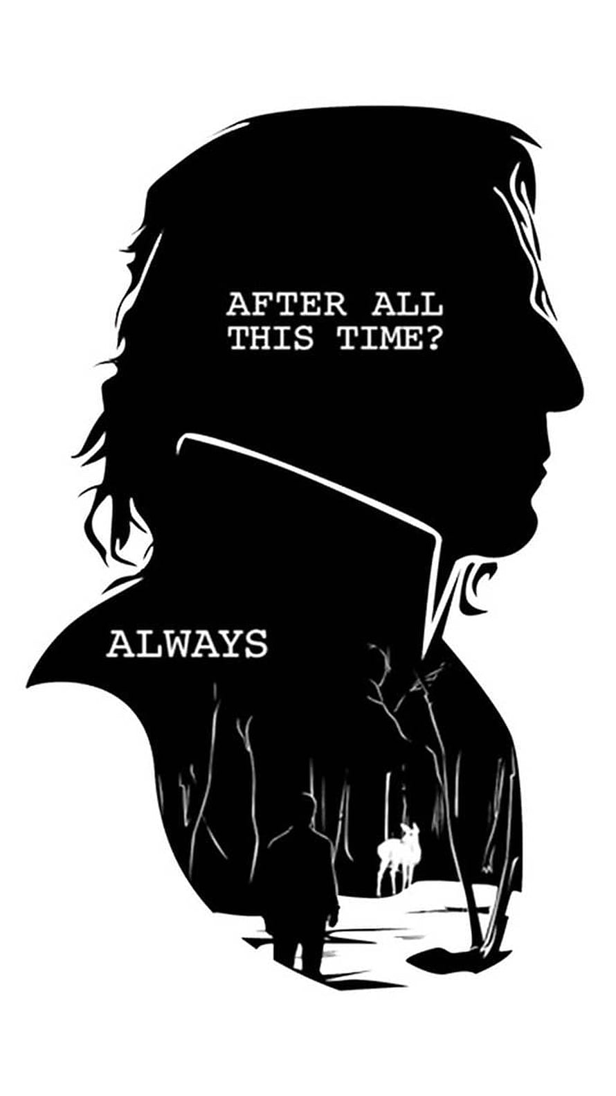 Harry Potter Silhouette Art Featuring After All This Time Quote and Forest Scene HD phone wallpaper