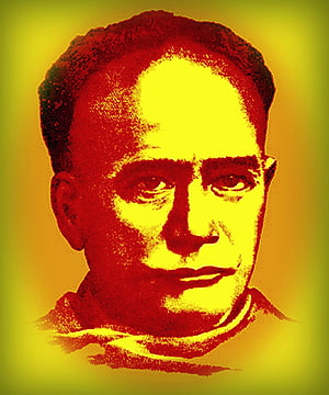 Ishwar Chandra Vidyasagar Portrait in Red and Yellow Duotone Style HD phone wallpaper