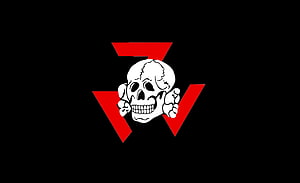 SS Totenkopf Division Emblem with Skull and Red Triangles on Black Background HD wallpaper