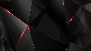 Dark Geometric Abstract Wallpaper with Red Neon Light Accents HD wallpaper