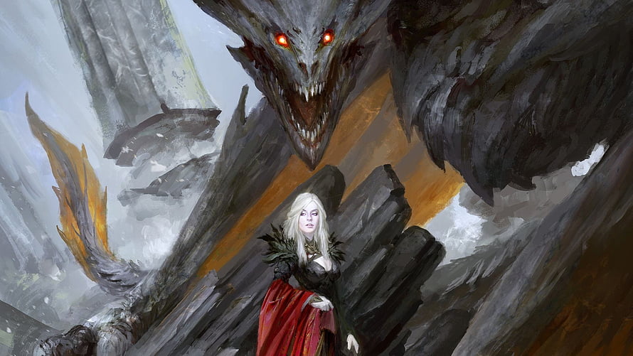 Manon and Abraxos from Throne of Glass in a dramatic fantasy confrontation HD wallpaper