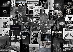 Monochrome Fashion and Pop Culture Aesthetic Collage Wallpaper HD wallpaper