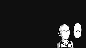 Saitama from One Punch Man in Minimalist Black and White Comic Style HD wallpaper