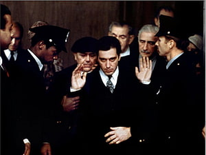 Al Pacino as Michael Corleone in The Godfather Part II courtroom scene HD wallpaper