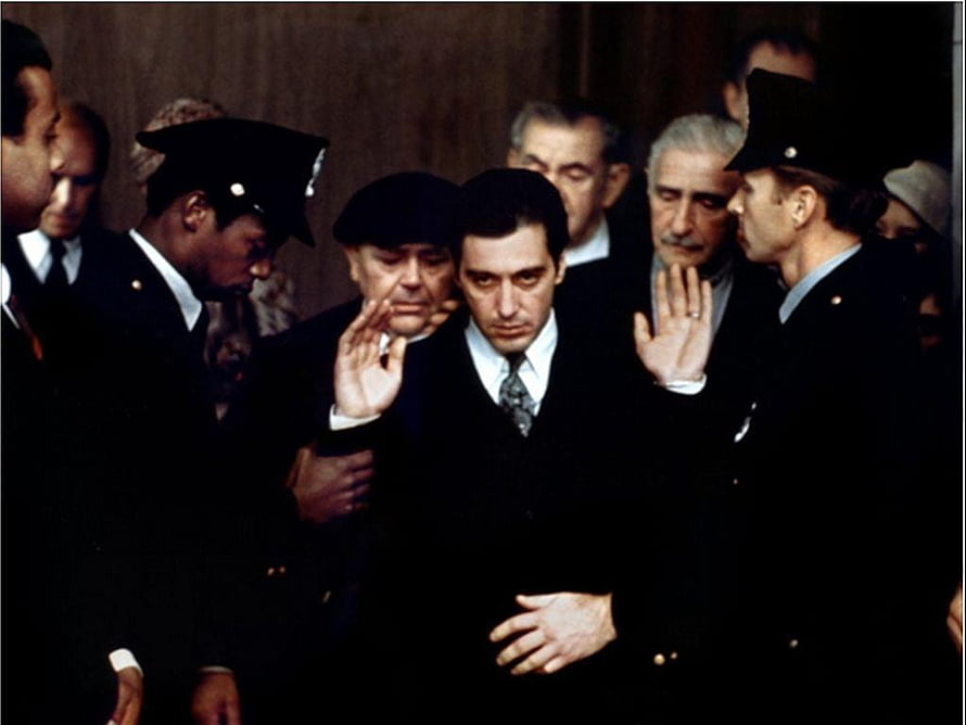 Al Pacino as Michael Corleone in The Godfather Part II courtroom scene HD wallpaper