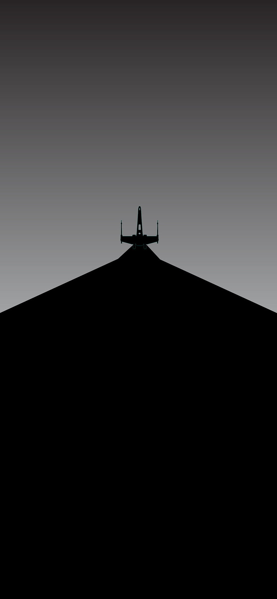 Star Wars TIE Fighter Silhouette on Dark Minimalist AMOLED Background HD phone wallpaper