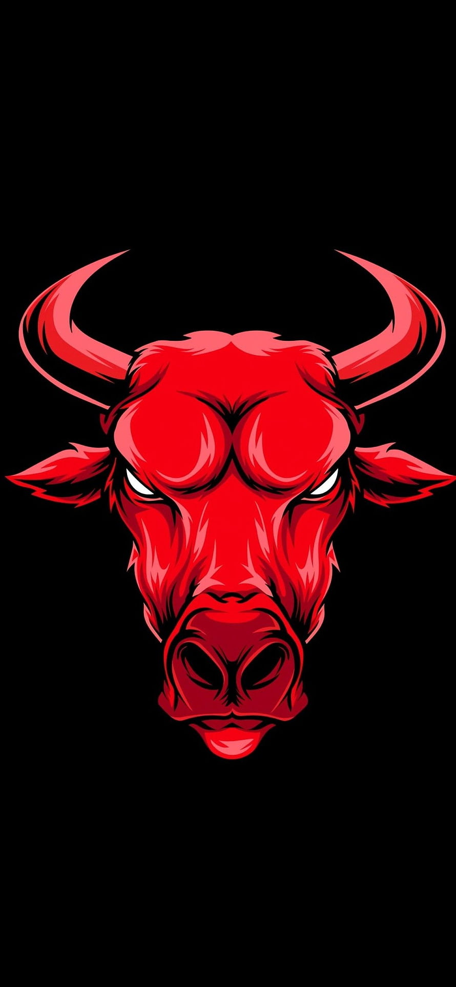 Aggressive Red Bull Head Vector Illustration on Black Background HD phone wallpaper