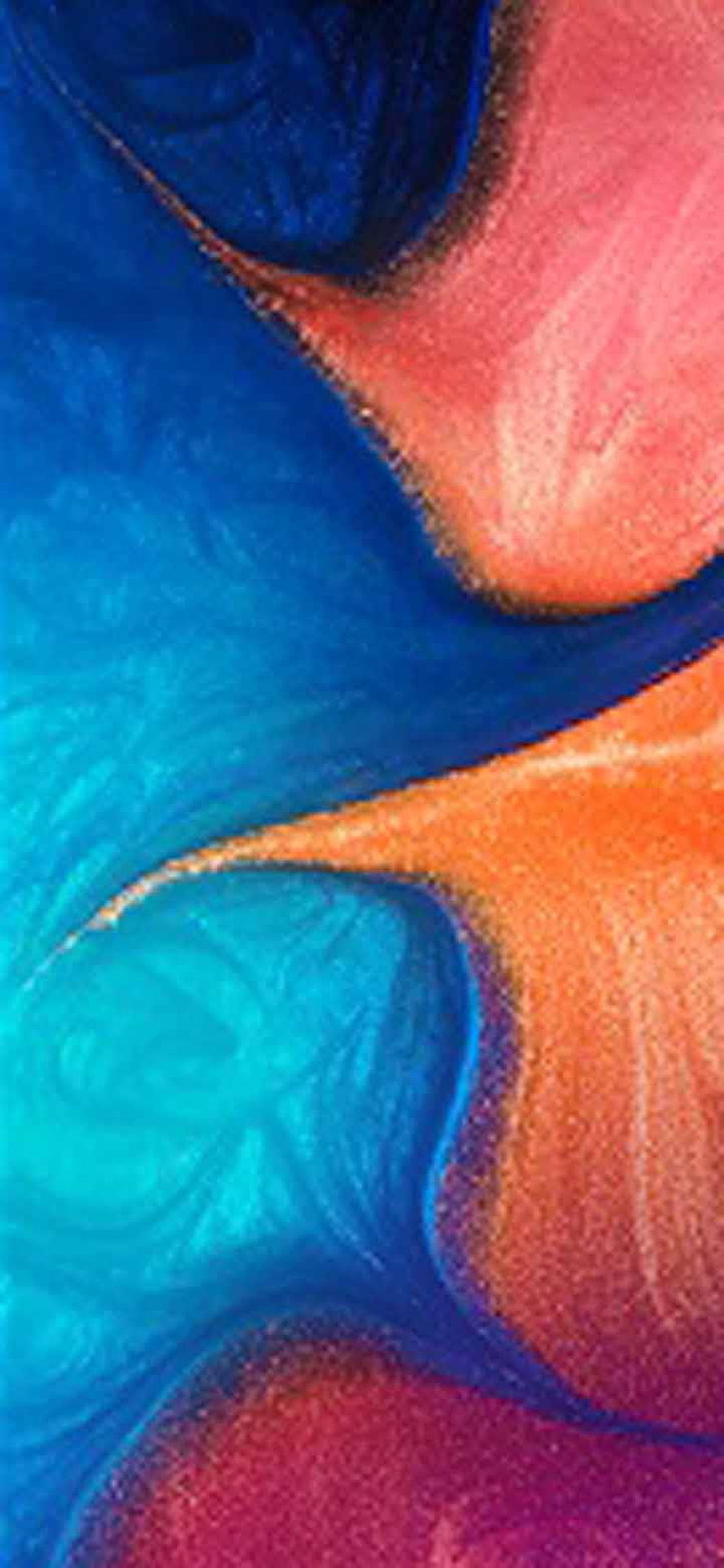 Vibrant Abstract Fluid Art with Swirling Blue and Orange Color Blends HD phone wallpaper