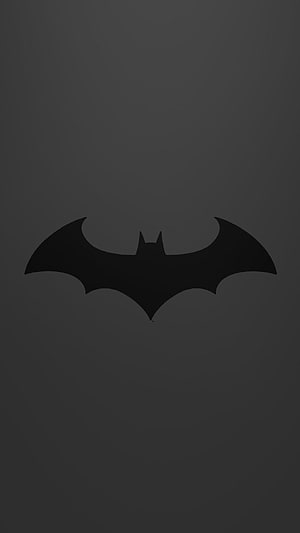 Minimalist Batman Bat Symbol Silhouette on Dark Grey Background, Batman Logo , batman screensaver HD phone wallpaper