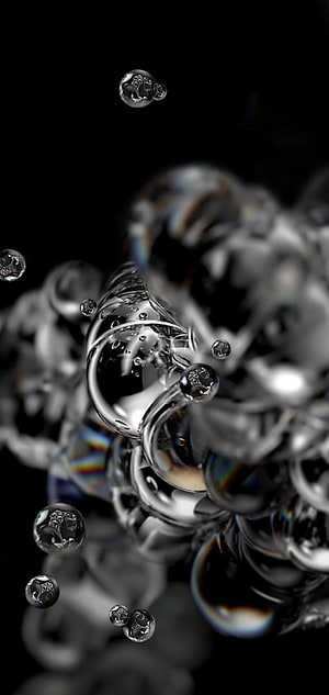 Abstract Water Bubbles and Droplets on Black Background HD phone wallpaper
