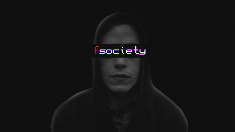 Mr Robot fsociety Glitch Art Portrait with Digital Distortion and Dark Aesthetic HD wallpaper