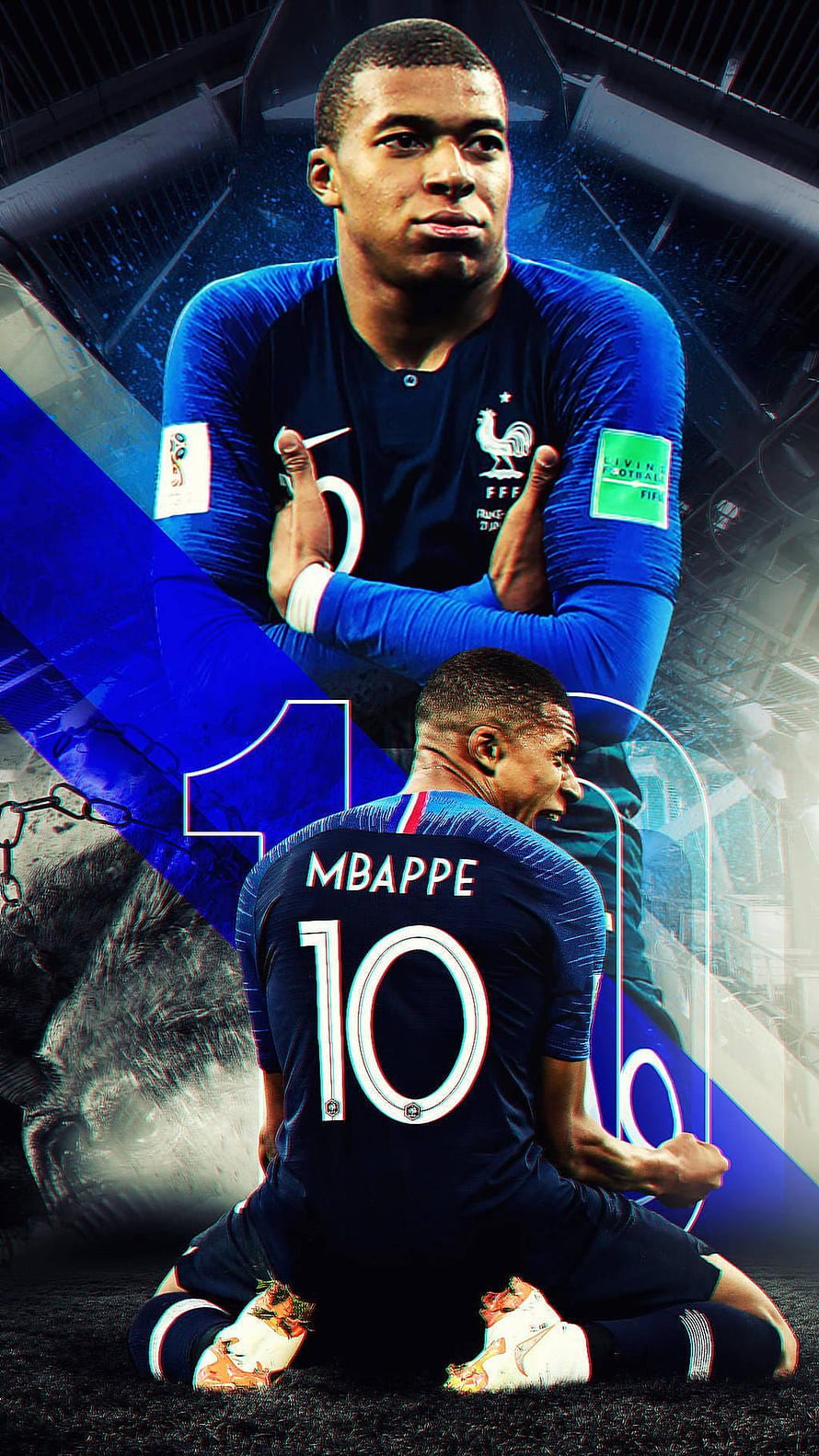 Kylian Mbappe France National Team Jersey Number 10 Stadium Portrait HD phone wallpaper