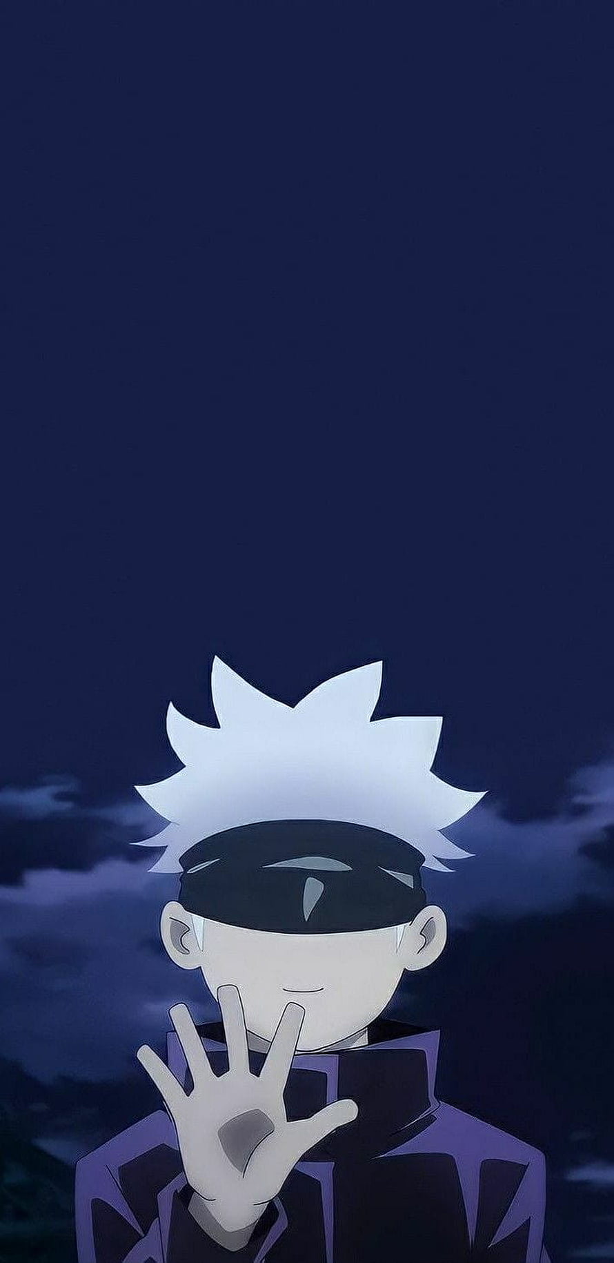 Gojo Satoru Minimalist Anime Portrait with Dark Night Sky Background HD phone wallpaper