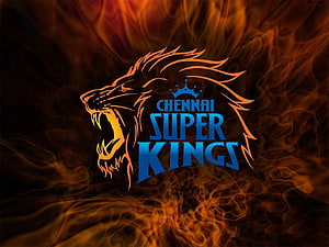 Chennai Super Kings IPL Cricket Team Lion Logo with Fiery Orange Background HD wallpaper