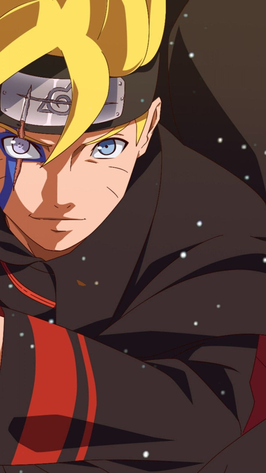 Boruto Uzumaki Anime Portrait in Dark Cloak with Headband and Blue Eyes HD phone wallpaper