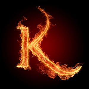 Flaming Letter K Fire Alphabet Typography on Dark Background HD phone wallpaper