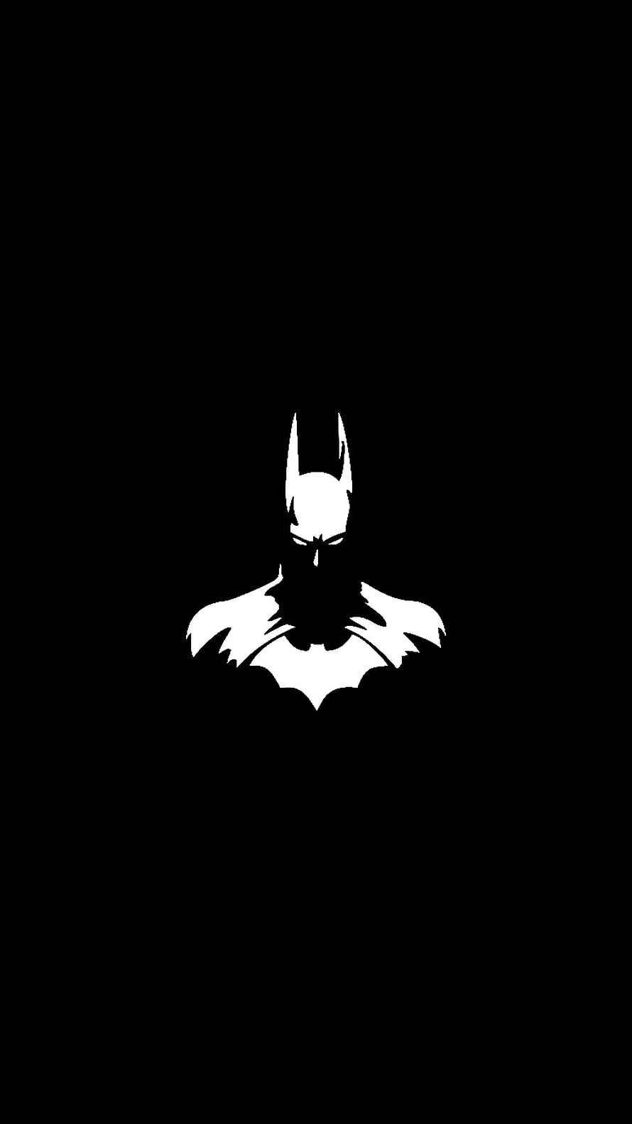 Minimalist Batman Silhouette on Black Background with White Cowl and Cape HD phone wallpaper