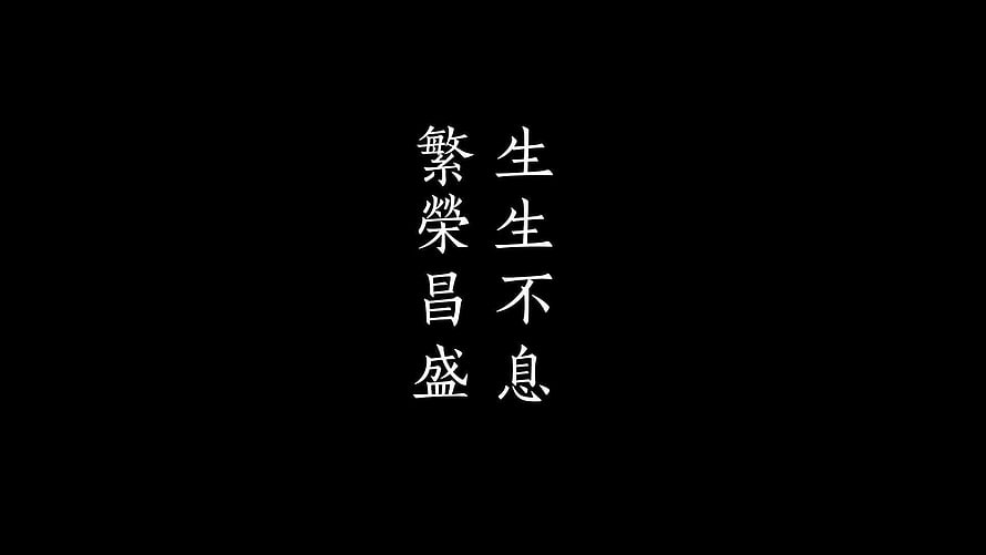 Minimalist Vertical Chinese Calligraphy on Black Background HD wallpaper