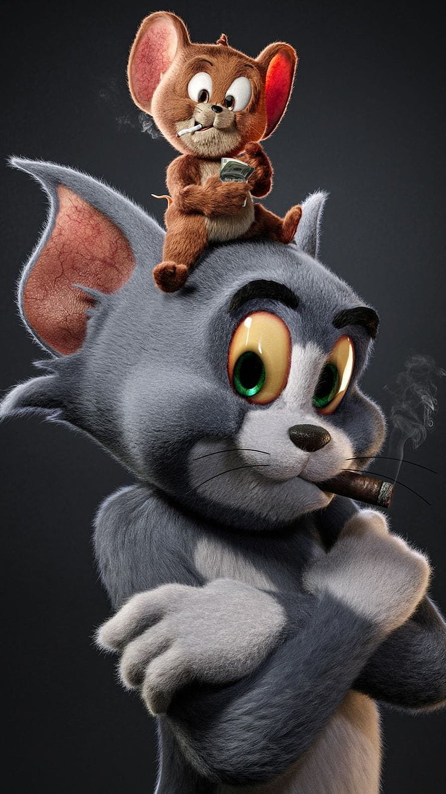 Tom and Jerry 3D Render: Cat and Mouse Duo in a Stylized Cinematic Portrait HD phone wallpaper
