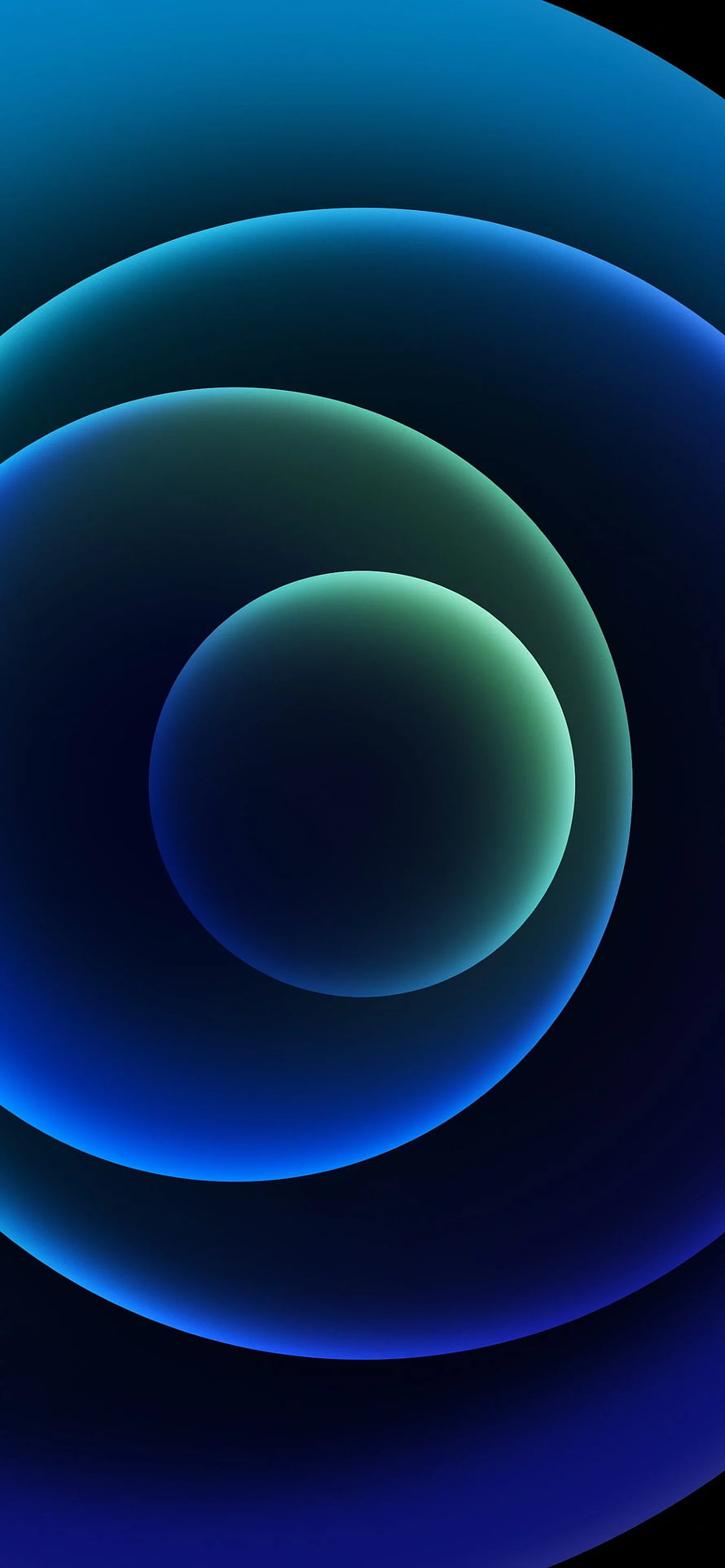 Abstract Concentric Circles in Deep Blue and Teal Gradient Minimalist Design HD phone wallpaper