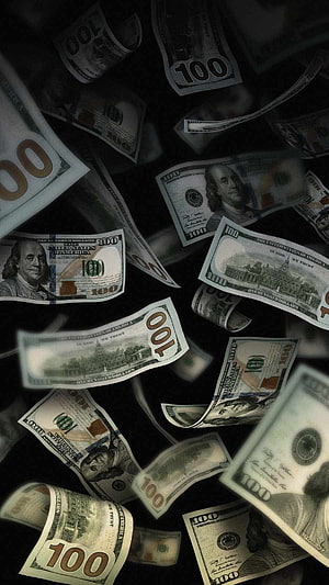 Falling US One Hundred Dollar Bills Against a Dark Background HD phone wallpaper