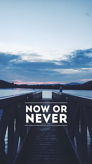 Serene Lake Pier at Dusk with Motivational Quote Overlay HD phone wallpaper