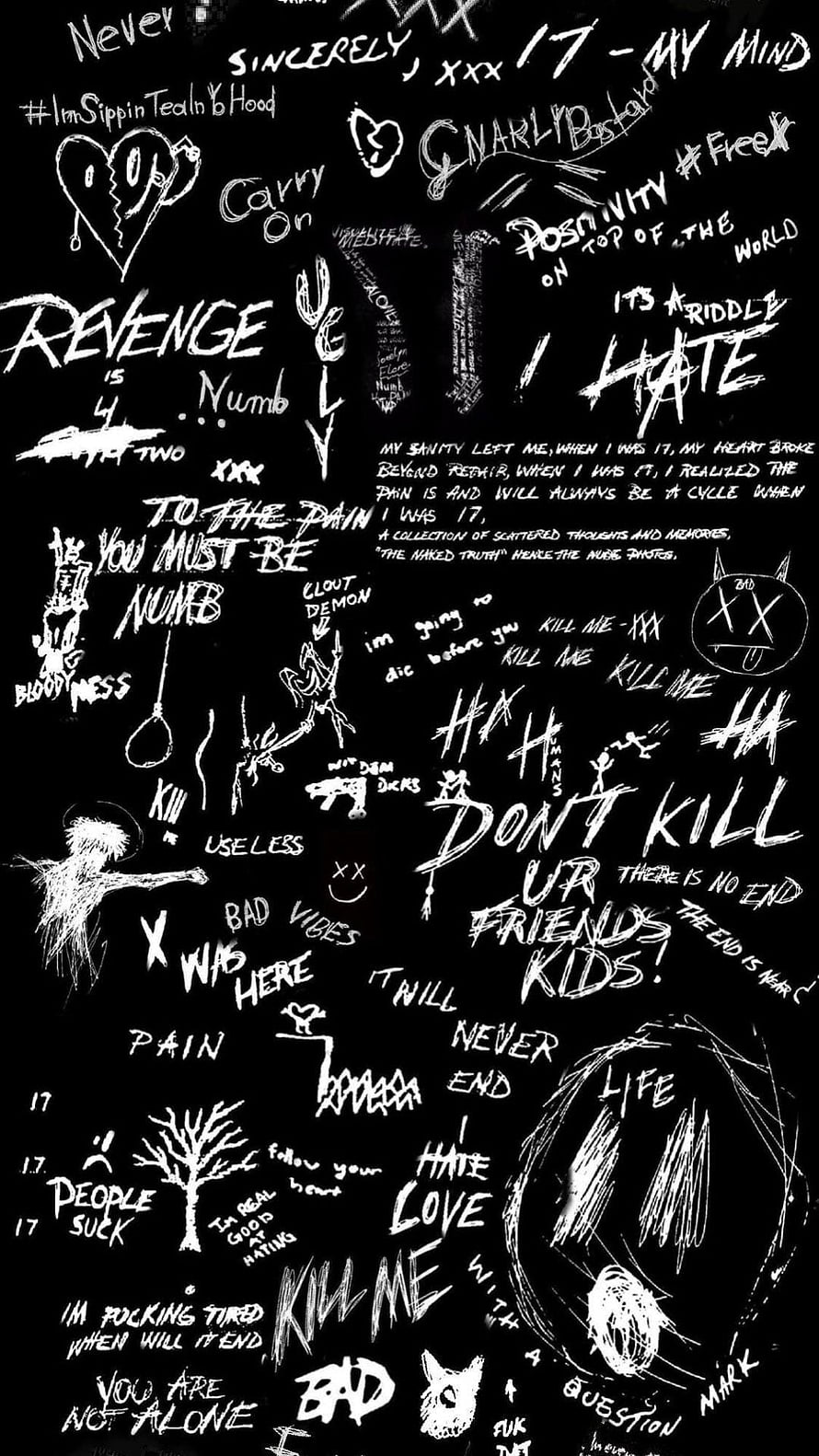 XXXTentacion Numb Album Artwork Black and White Graffiti Style HD phone wallpaper