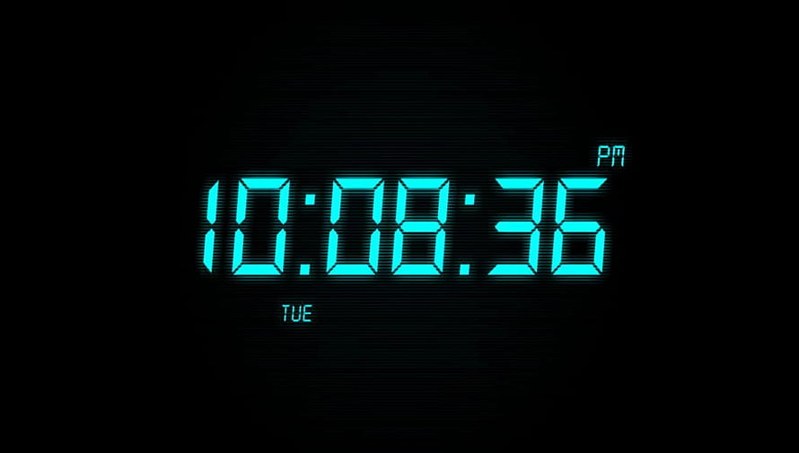 Glowing Cyan Digital Clock Display on Black Background HD wallpaper