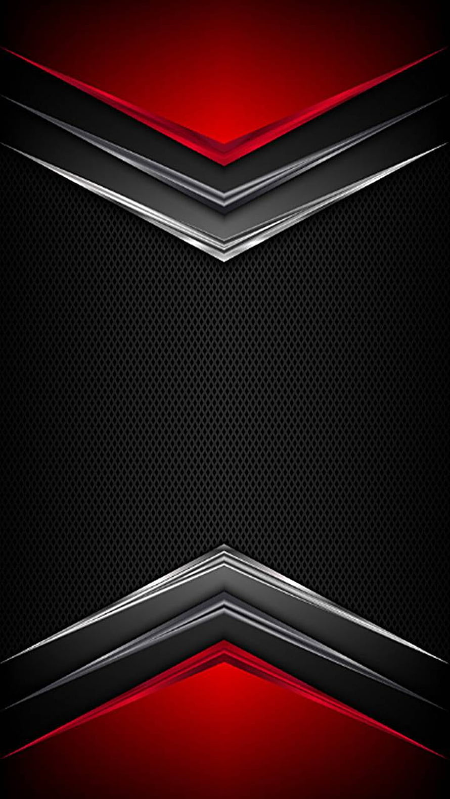 Aggressive Black and Red Metallic Chevron Design with Silver Accents HD phone wallpaper