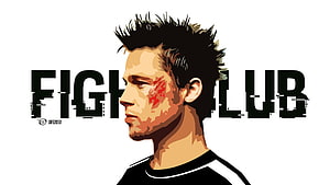 Tyler Durden Fight Club Vector Portrait with Glitch Typography HD wallpaper