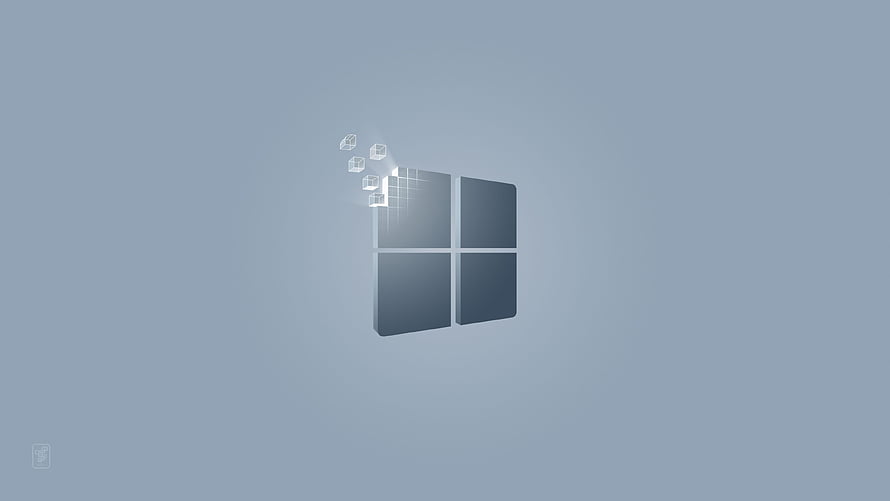 Windows 11 Light Blue Minimalist Desktop Background with Glowing Logo HD wallpaper