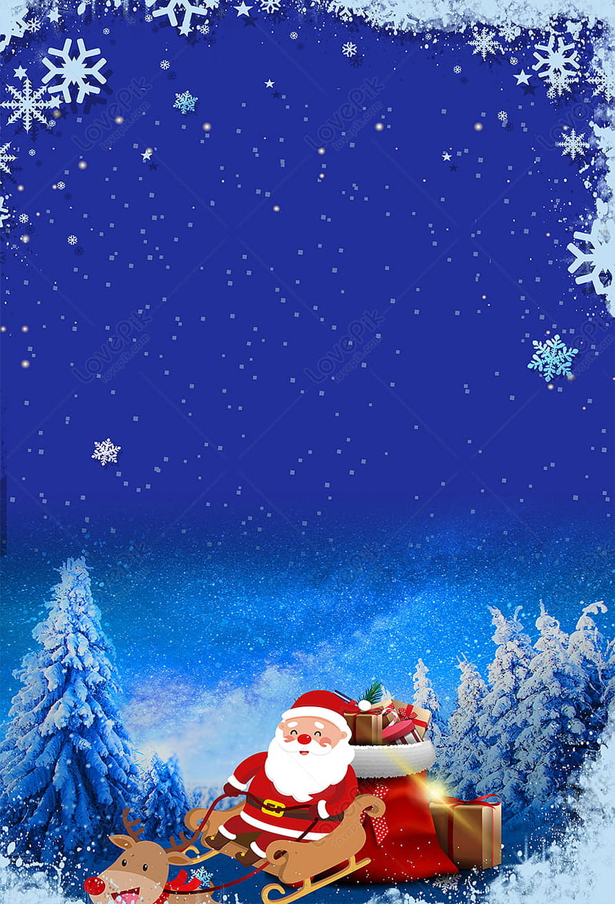 Santa Claus in Sleigh with Reindeer and Gifts in Snowy Forest at Night HD phone wallpaper