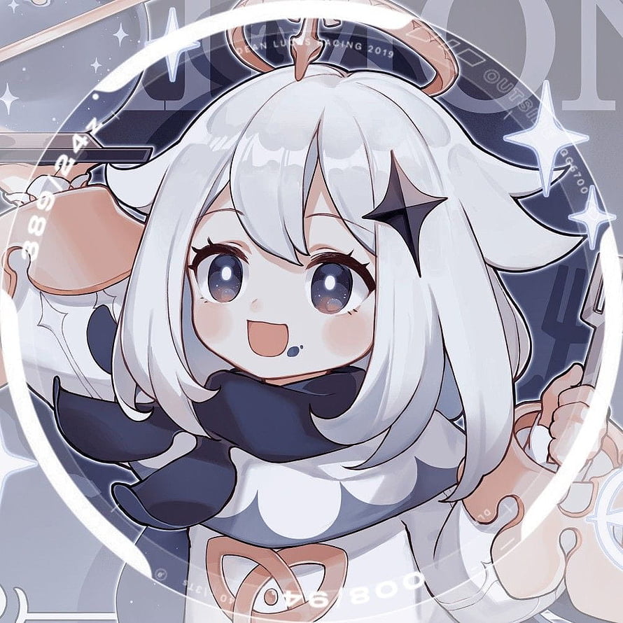 Cute Chibi Paimon Character Art from Genshin Impact with Starry Background HD phone wallpaper