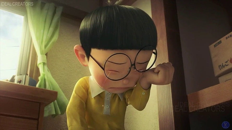 Nobita Napping at Desk in Cozy Room with Round Glasses and Yellow Shirt HD wallpaper