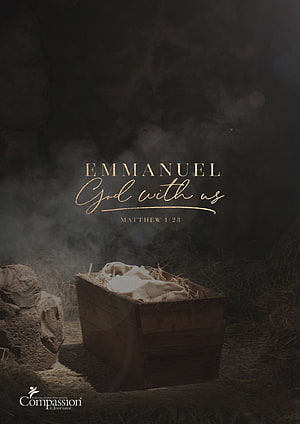 Emmanuel God With Us Christmas Nativity Scene with Wooden Manger and Hay HD phone wallpaper