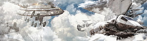 Star Wars Imperial Fleet Battle Scene with TIE Fighters and Star Destroyers in Cloudy Sky HD wallpaper
