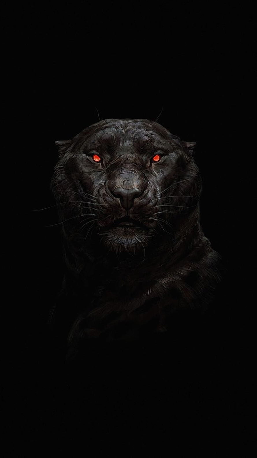 Black Panther Portrait with Glowing Red Eyes on Dark Background HD phone wallpaper