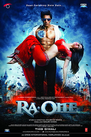 RaOne Movie Poster Featuring Shah Rukh Khan and Sonam Kapoor in Action Pose HD phone wallpaper