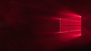 Glowing Red Windows 10 Logo in Dark Minimalist Space HD wallpaper
