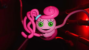 Poppy Playtime Chapter 2 Pinky the Pink Cat Character in Dark Red Industrial Setting HD wallpaper