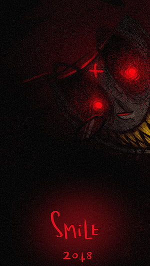 Alastor from Hazbin Hotel with glowing red eyes and a sinister grin in a dark horror illustration HD phone wallpaper