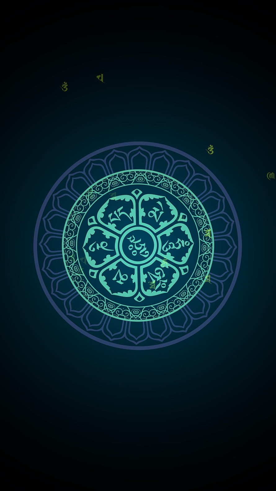 Om Mani Padme Hum Lotus Mandala with Tibetan Script on Dark Background HD phone wallpaper