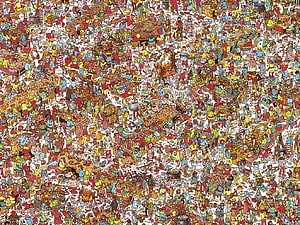 Where's Waldo Crowded Market Scene Illustration with Hundreds of Characters HD wallpaper